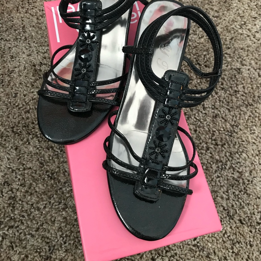New York Transit black jeweled sandals size 7.